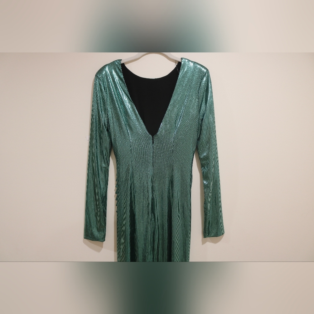 Dress the Population Women's Emilia Metallic Ruched Dress - Mint Multi - Picture 4 of 14